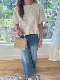 Sweet Cream Eyelet Top - Cream