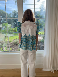 Seaside Bloom Top - White/Blue Mix