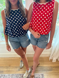 Dotty Darling Top - Navy/White