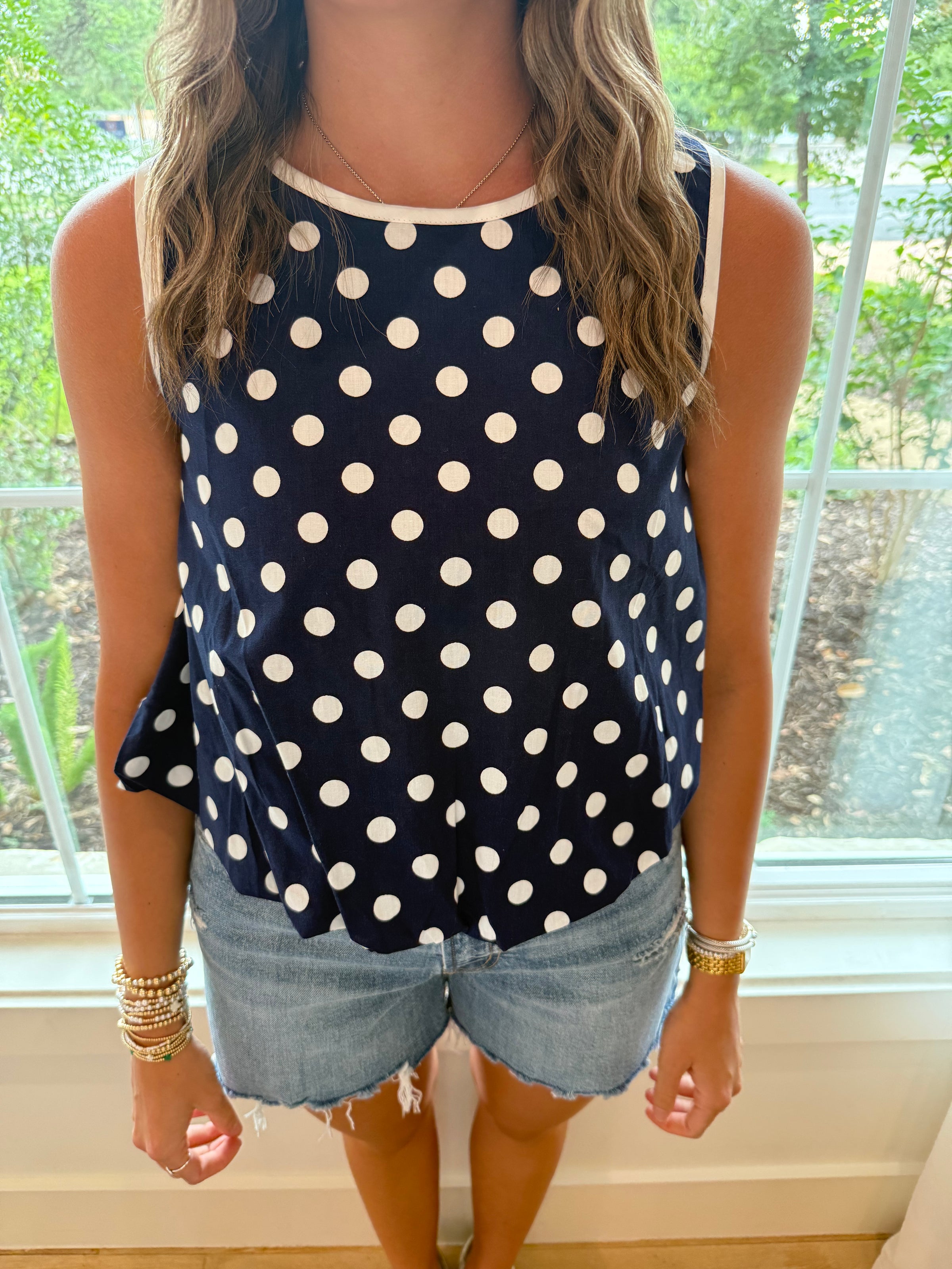 Dotty Darling Top - Navy/White