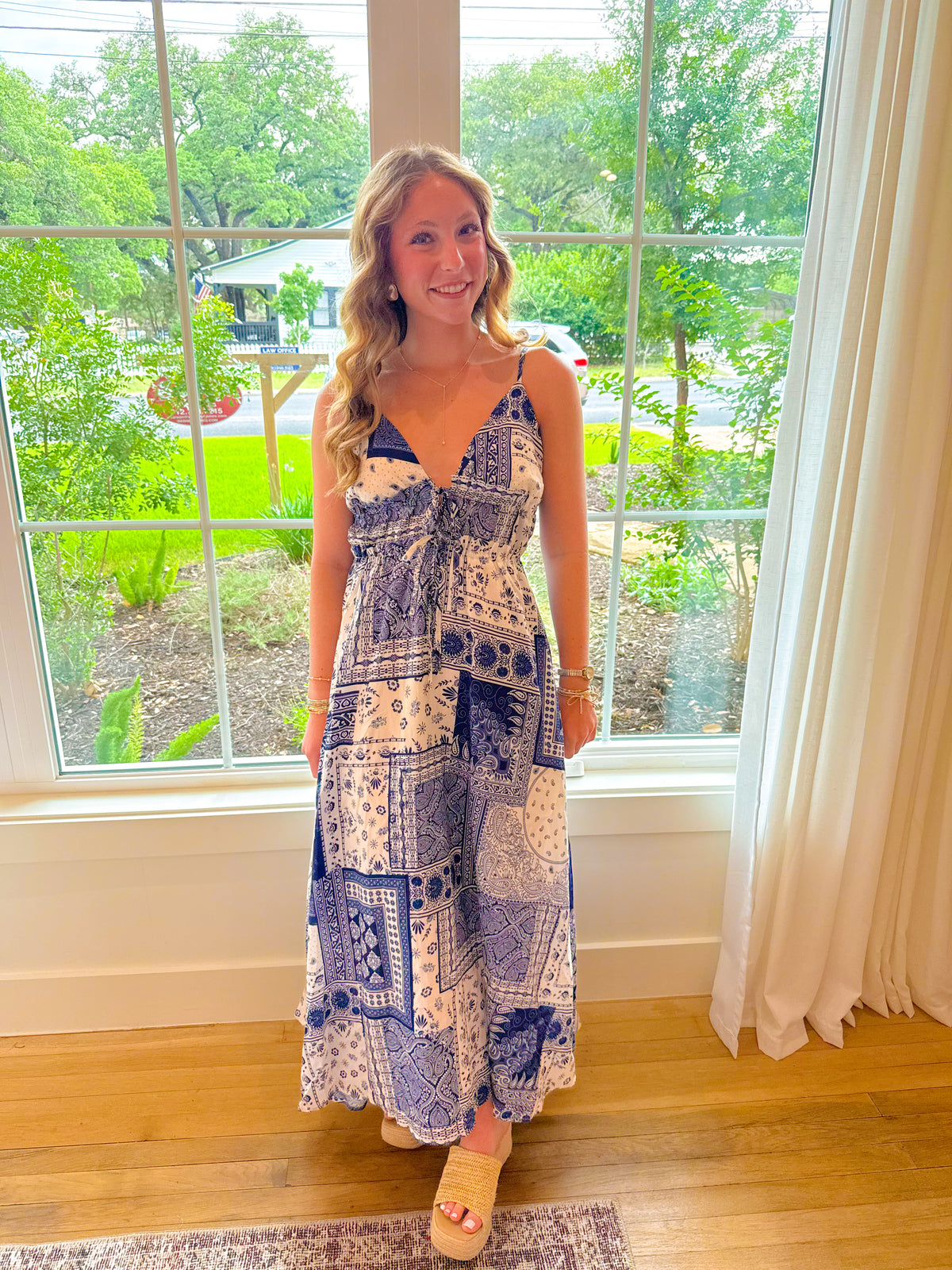 Paisley Dreams Midi Dress - Navy
