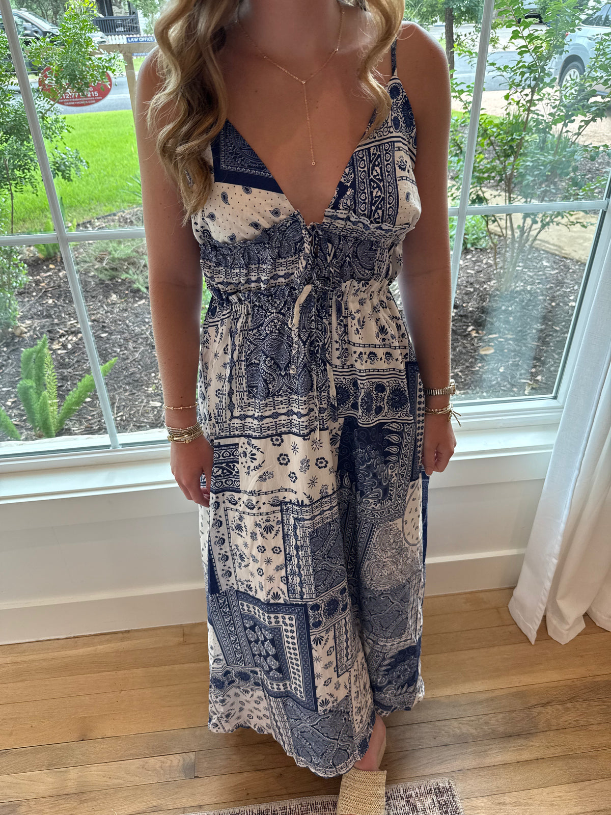 Paisley Dreams Midi Dress - Navy