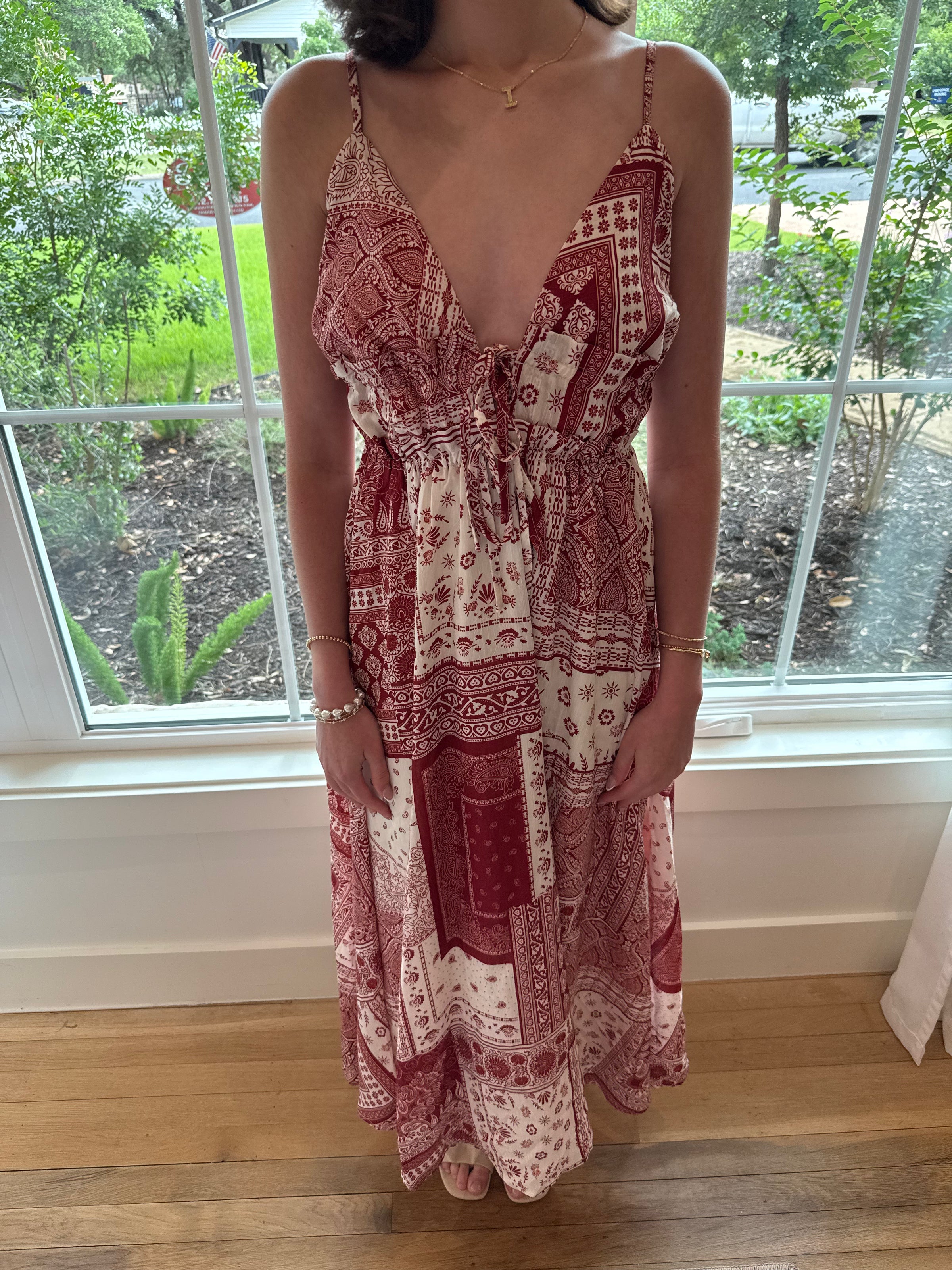 Paisley Dreams Midi Dress - Red
