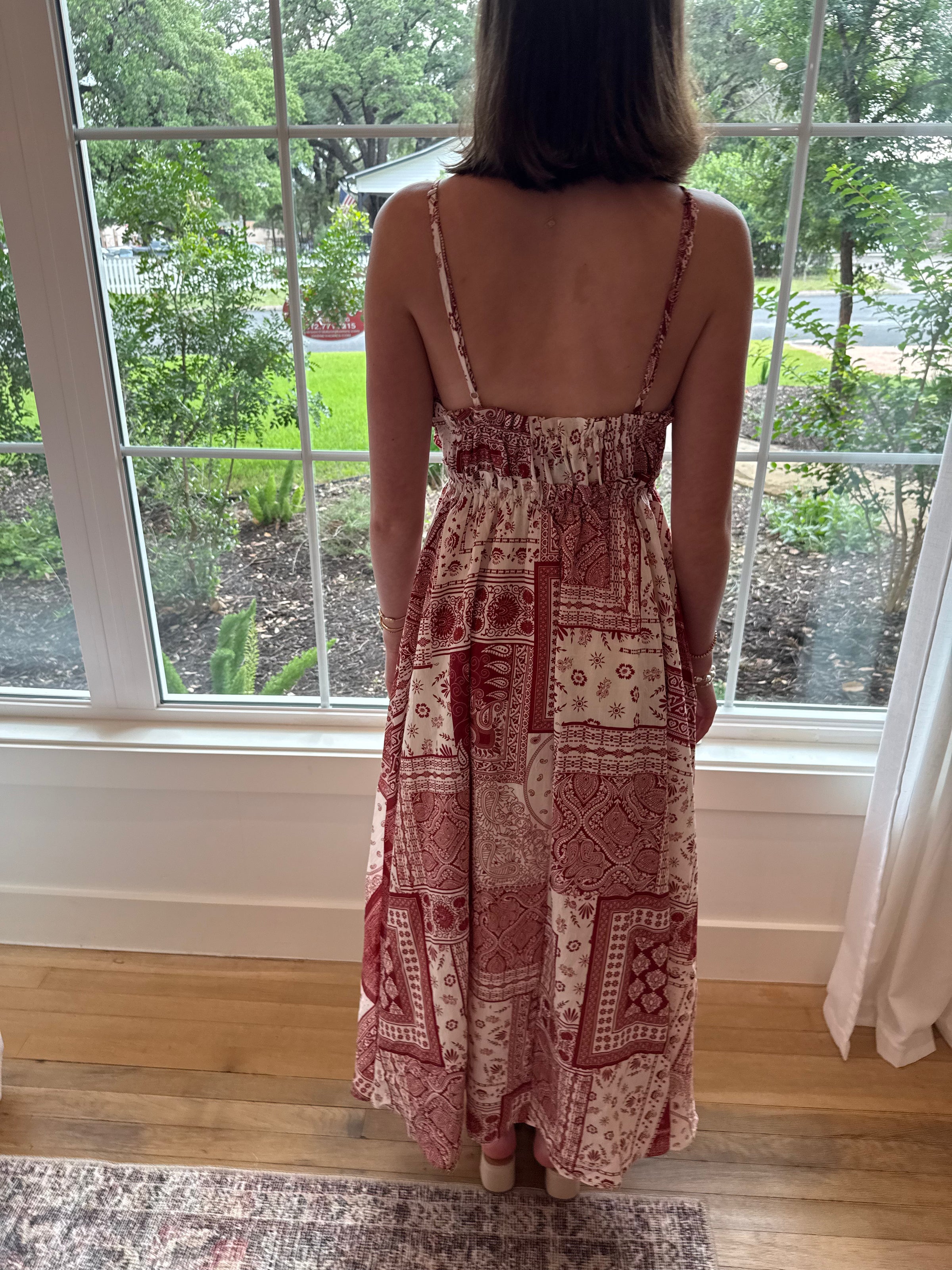 Paisley Dreams Midi Dress - Red