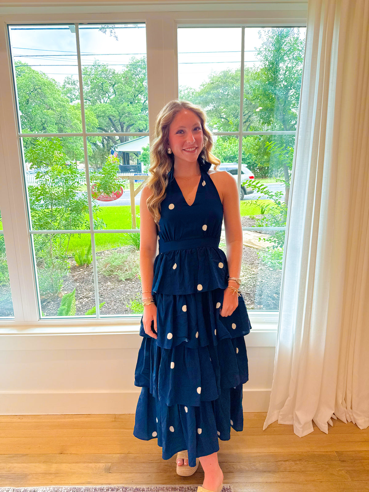 Midnight Dots Maxi Dress - Navy