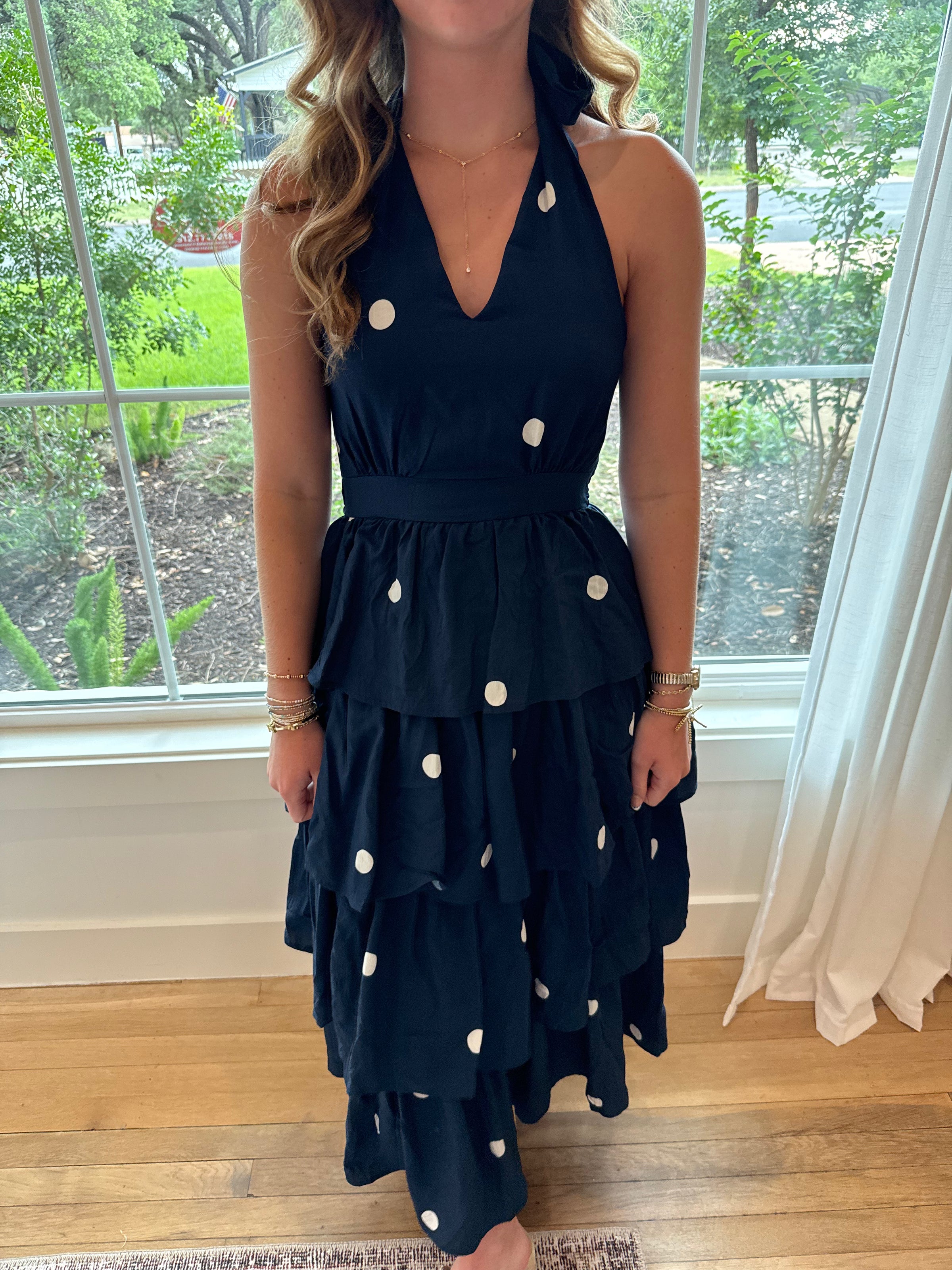 Midnight Dots Maxi Dress - Navy