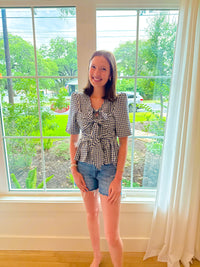 Gingham Darling Top - Navy