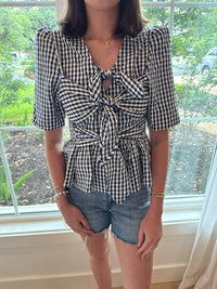 Gingham Darling Top - Navy