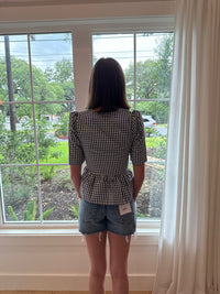 Gingham Darling Top - Navy