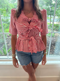 Gingham Darling Top - Red