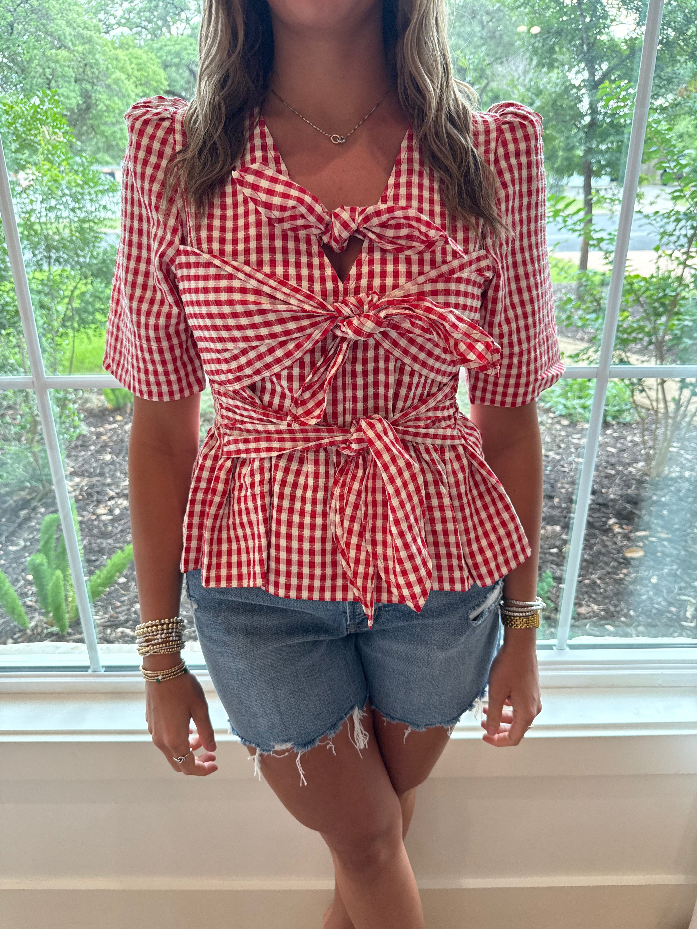 Gingham Darling Top - Red