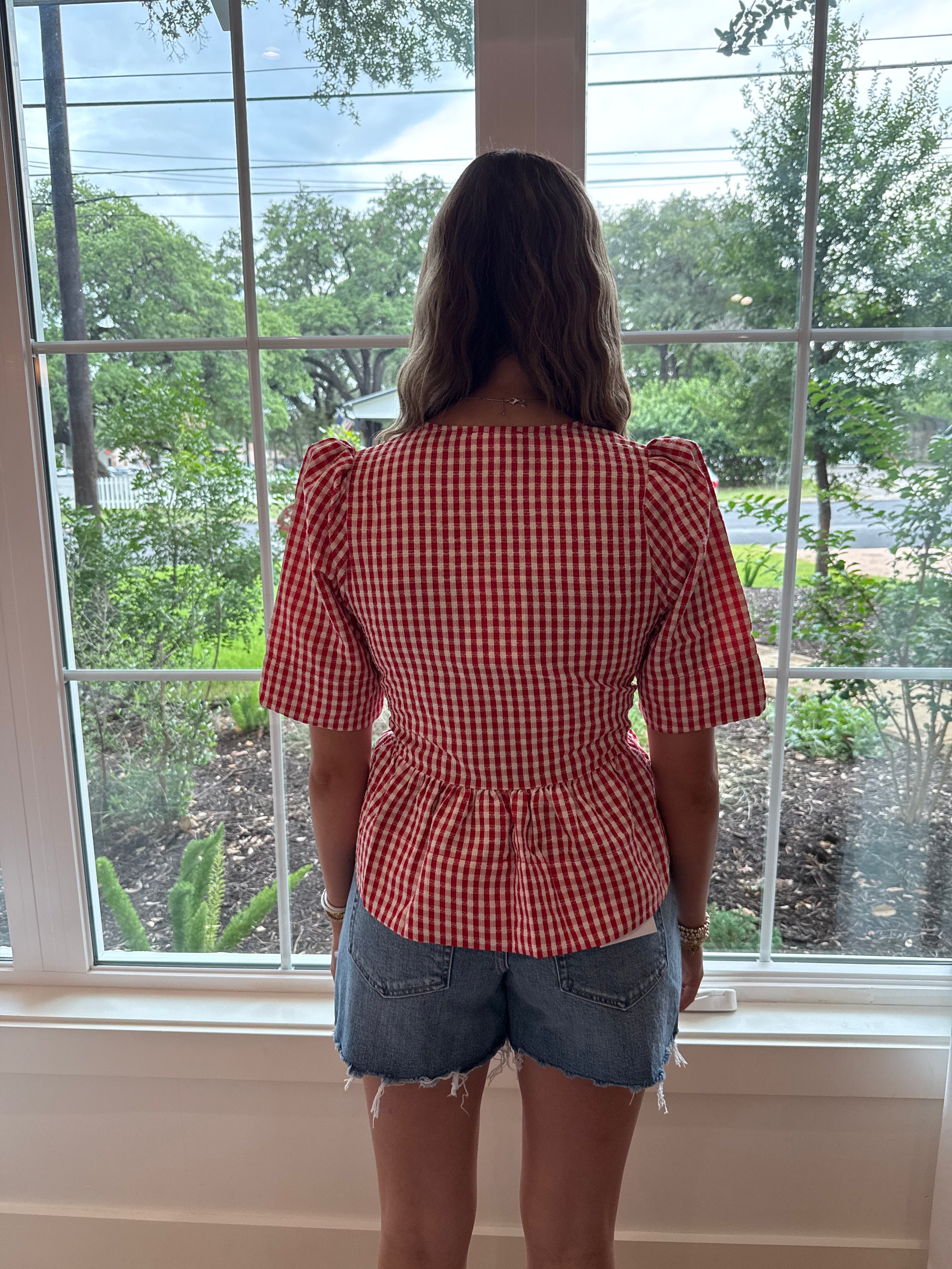 Gingham Darling Top - Red
