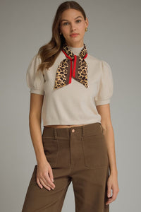 The Sloane Scarf Knit Top - Ecru