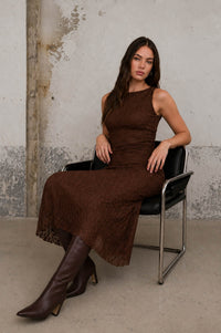 The Espresso Lace Midi Dress